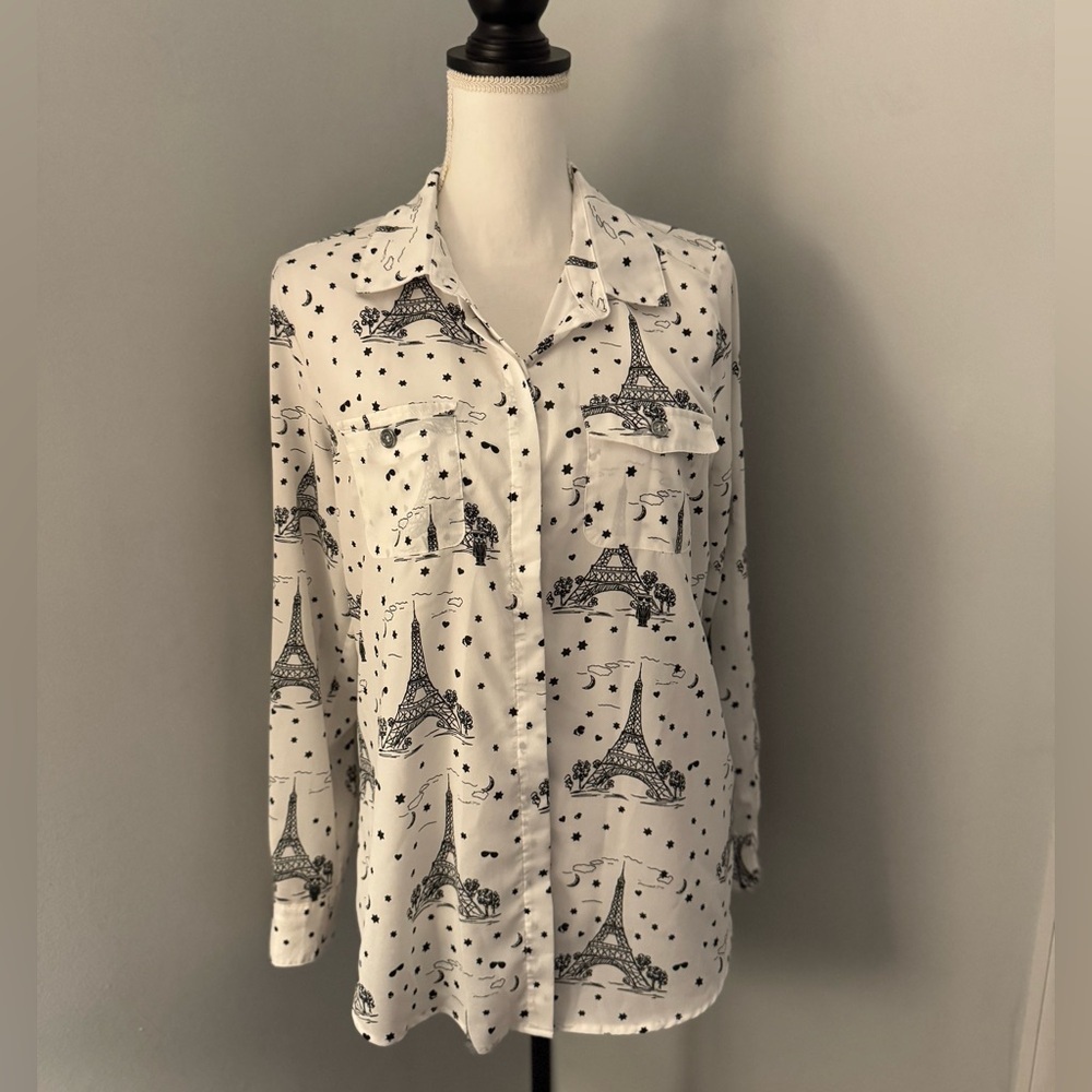 Karl Lagerfeld Paris Theme Button Down Long Sleeve Size Medium